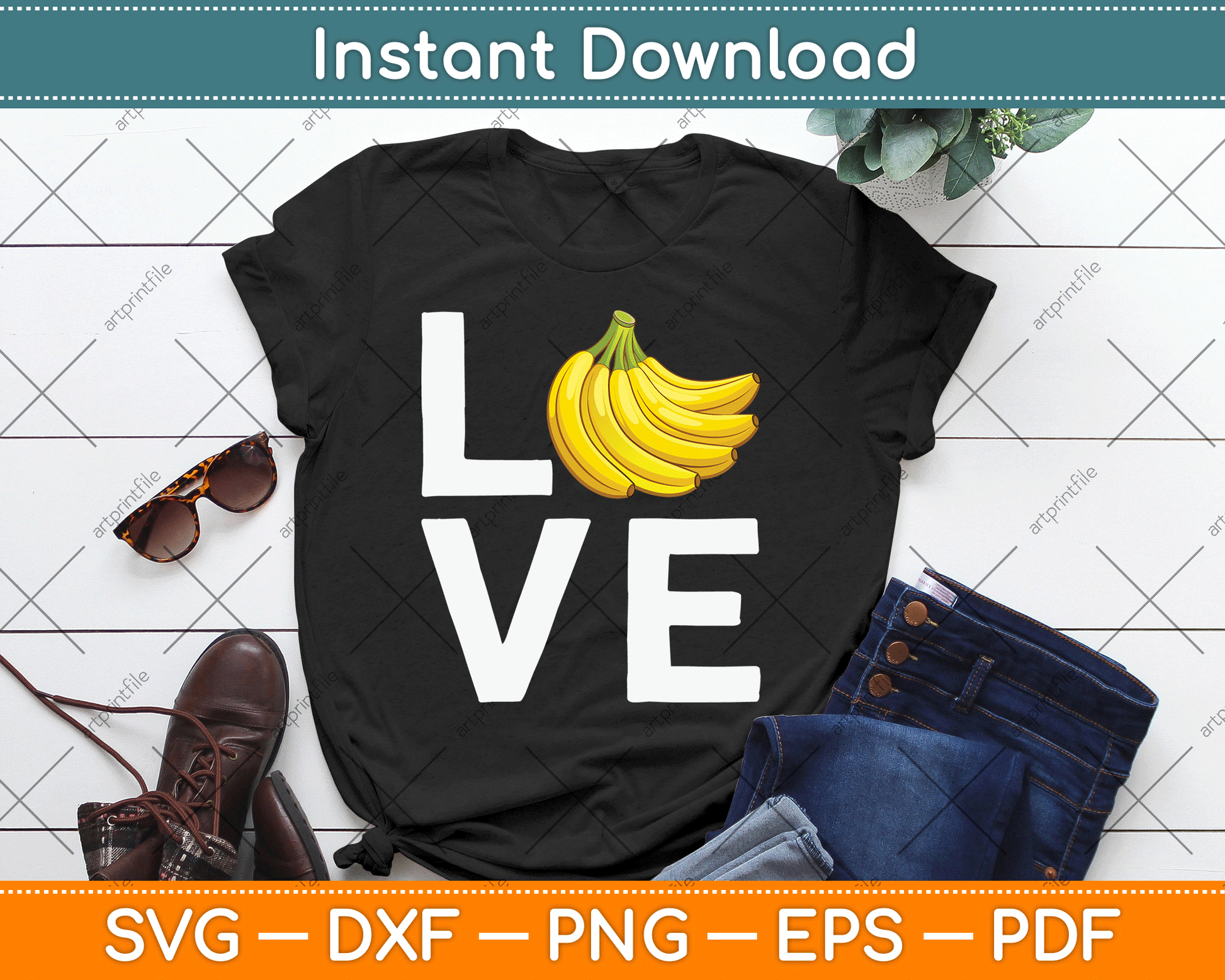 Bananas Hawaiian Love SVG Digital Cutting File