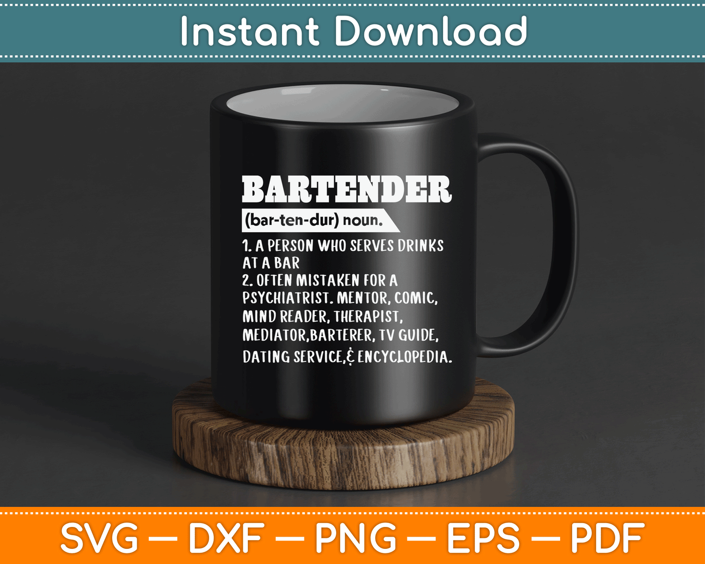 Bartender Definition Barkeeper Bar Funny Bartender SVG Digital Cutting File