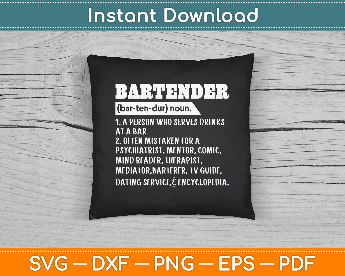Bartender Definition Barkeeper Bar Funny Bartender SVG Digital Cutting File