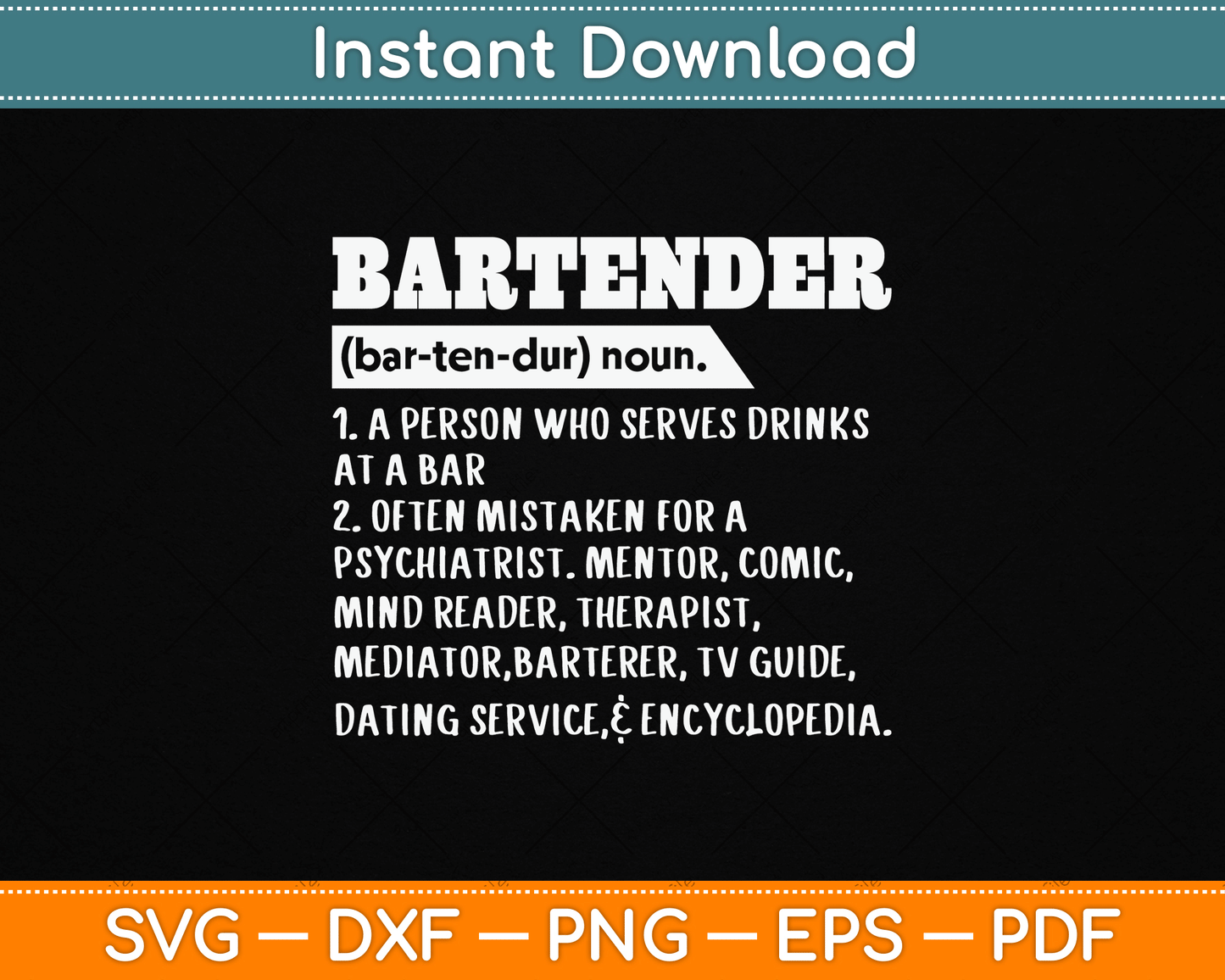 Bartender Definition Barkeeper Bar Funny Bartender SVG Digital Cutting File