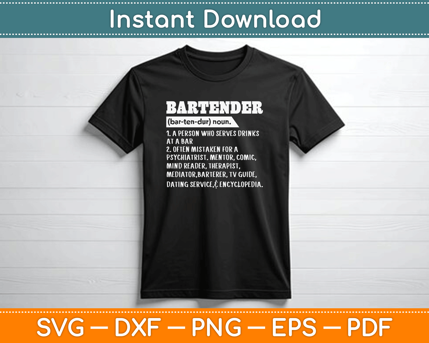 Bartender Definition Barkeeper Bar Funny Bartender SVG Digital Cutting File