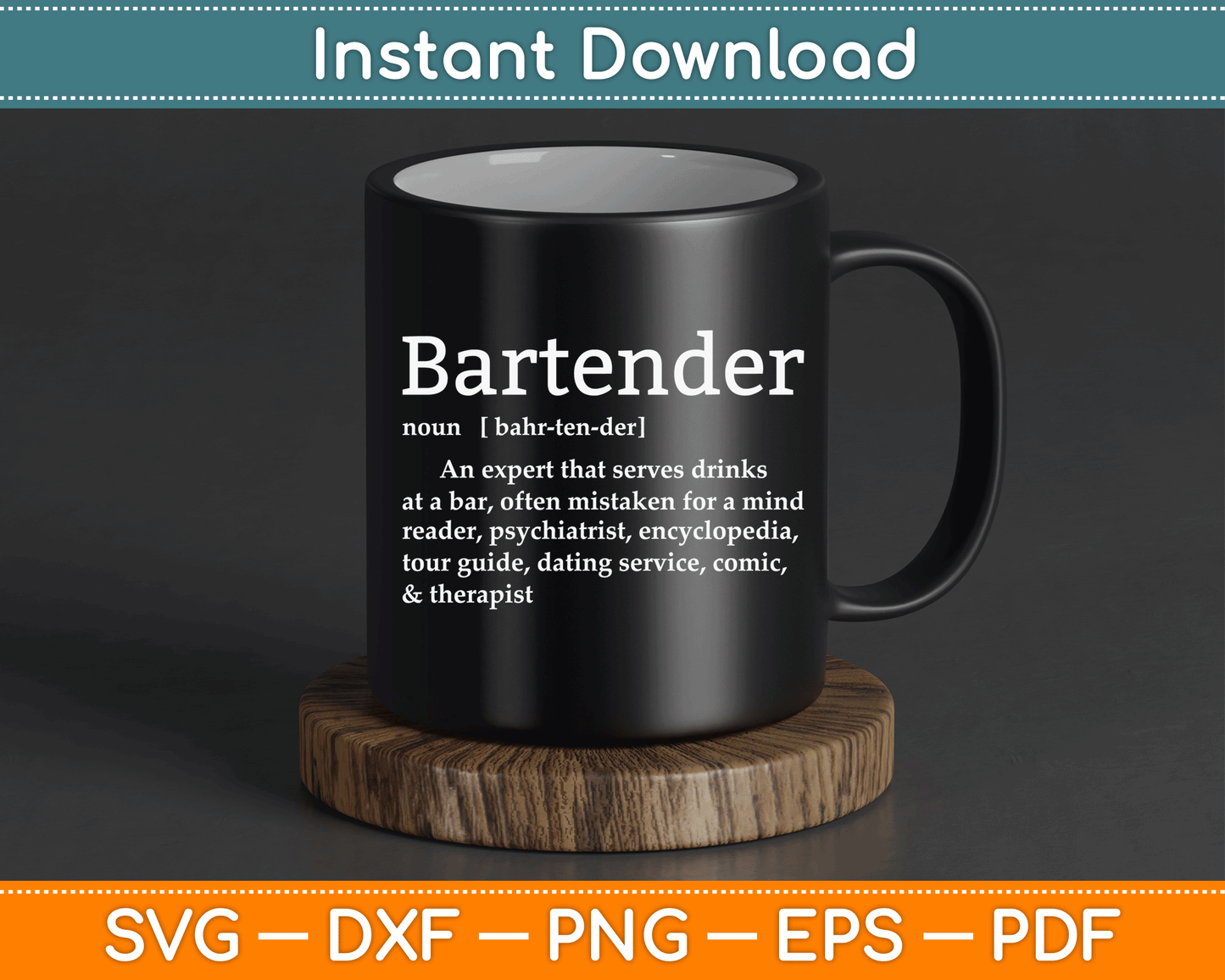 Bartender Definition Funny Cocktail Bar Mixologist SVG Digital Cutting File