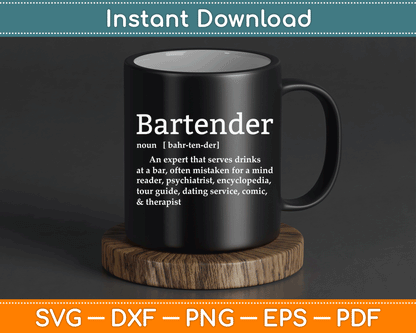 Bartender Definition Funny Cocktail Bar Mixologist SVG Digital Cutting File