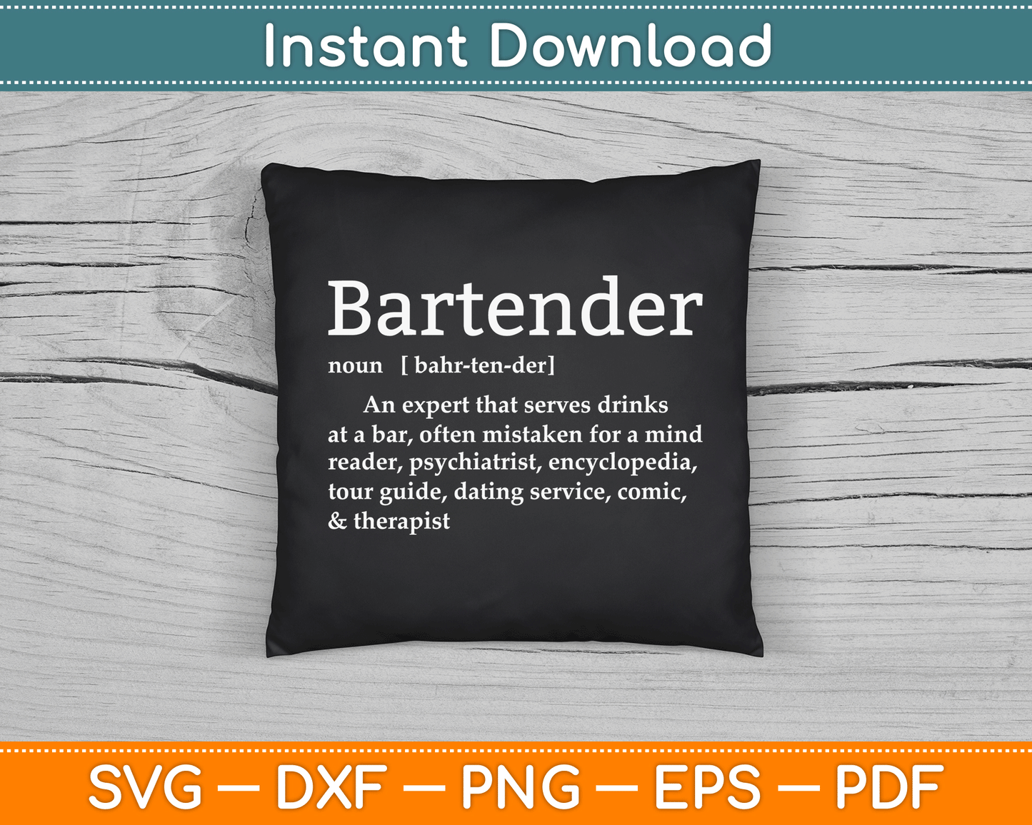 Bartender Definition Funny Cocktail Bar Mixologist SVG Digital Cutting File