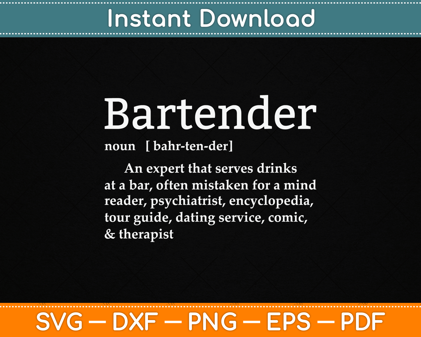 Bartender Definition Funny Cocktail Bar Mixologist SVG Digital Cutting File