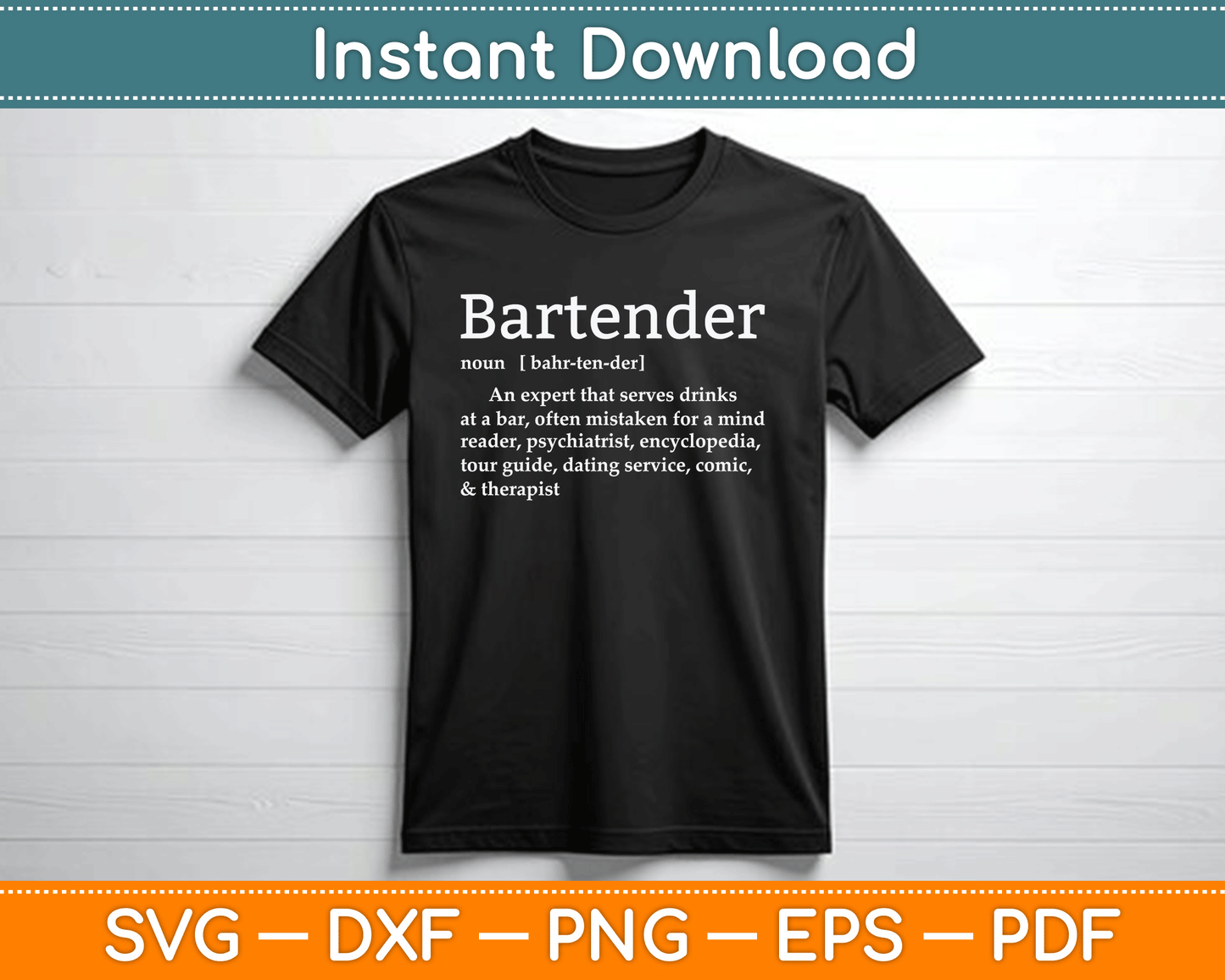 Bartender Definition Funny Cocktail Bar Mixologist SVG Digital Cutting File