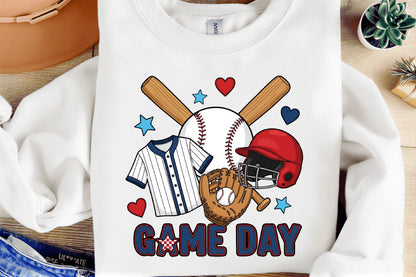 Baseball Game Day PNG, Baseball Player Sports Sublimation Design