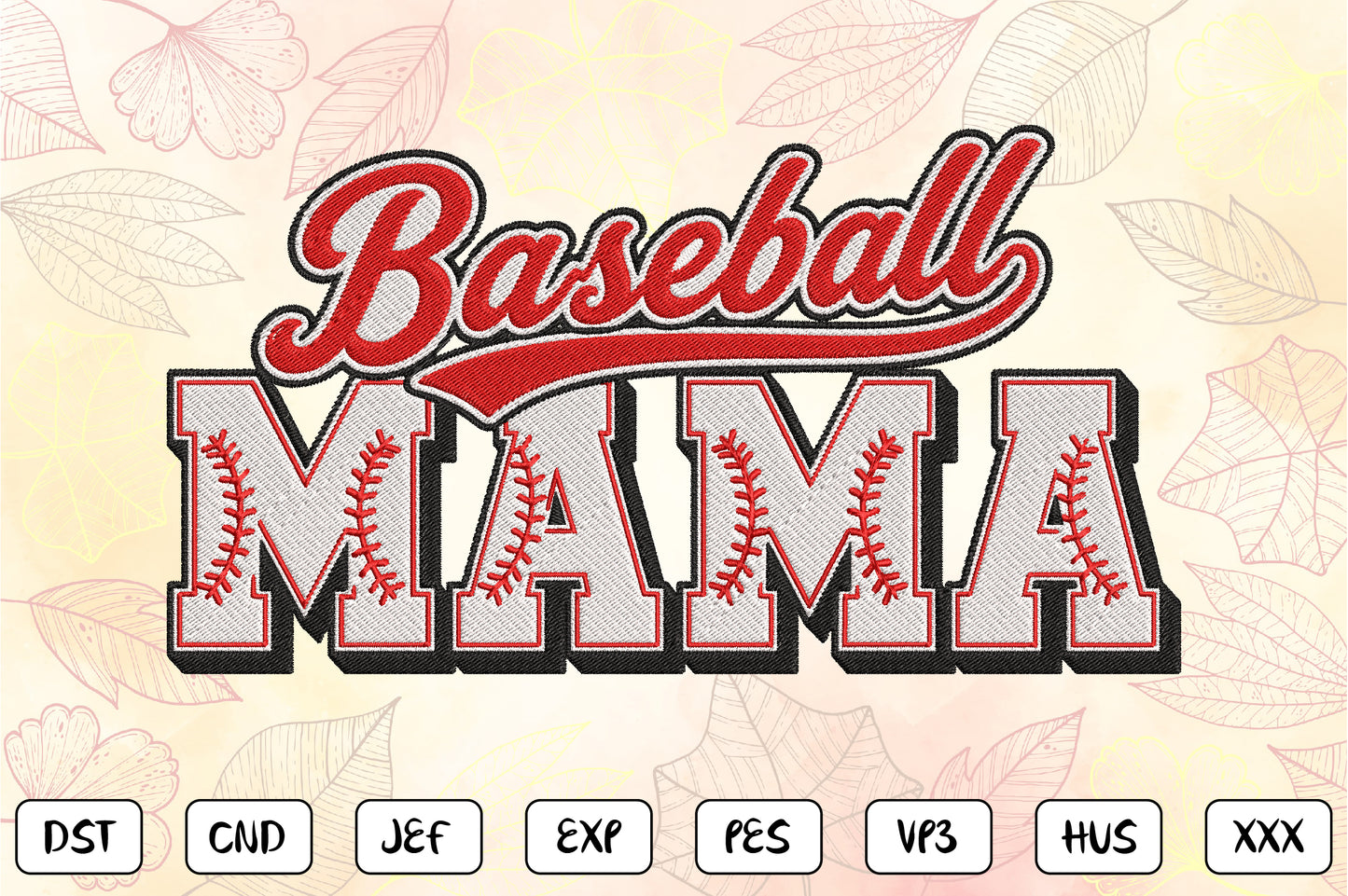 Baseball Mama Embroidery Design, Cute Baseball Mom Machine Embroidery Pattern, Sports Mom Embroidery Design