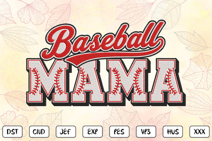 Baseball Mama Embroidery Design, Cute Baseball Mom Machine Embroidery Pattern, Sports Mom Embroidery Design