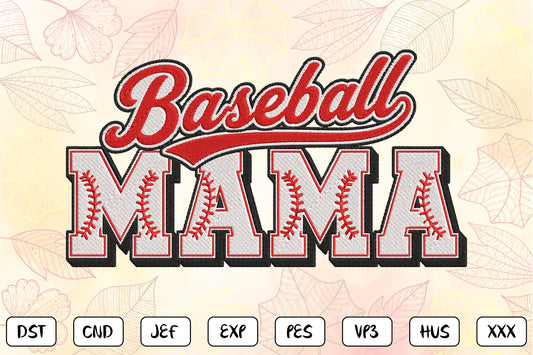 Baseball Mama Embroidery Design, Cute Baseball Mom Machine Embroidery Pattern, Sports Mom Embroidery Design