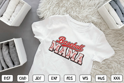 Baseball Mama Embroidery Design, Cute Baseball Mom Machine Embroidery Pattern, Sports Mom Embroidery Design