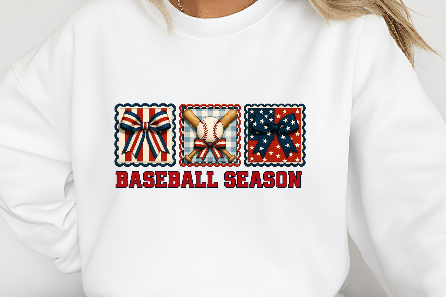 Baseball Season PNG, Patriotic Baseball Bow Sports Design