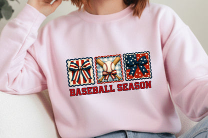 Baseball Season PNG, Patriotic Baseball Bow Sports Design