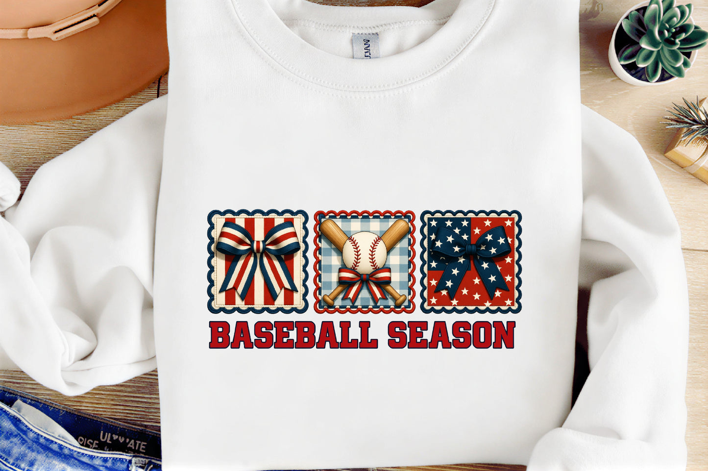 Baseball Season PNG, Patriotic Baseball Bow Sports Design