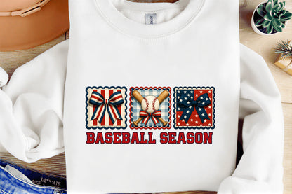 Baseball Season PNG, Patriotic Baseball Bow Sports Design