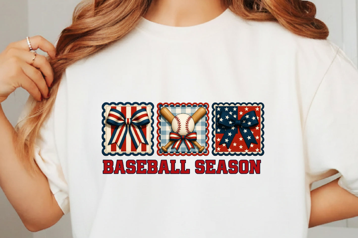 Baseball Season PNG, Patriotic Baseball Bow Sports Design
