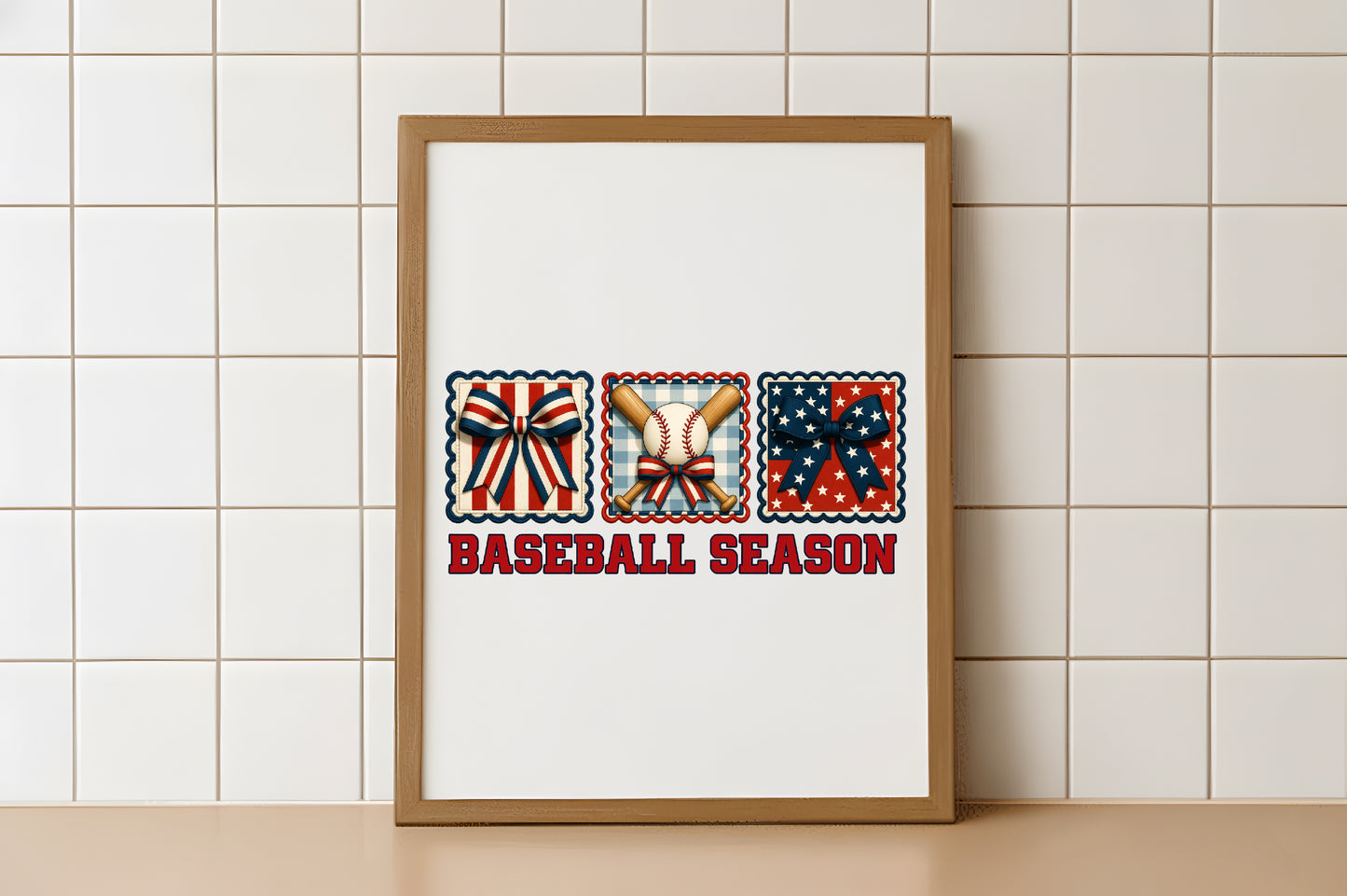 Baseball Season PNG, Patriotic Baseball Bow Sports Design