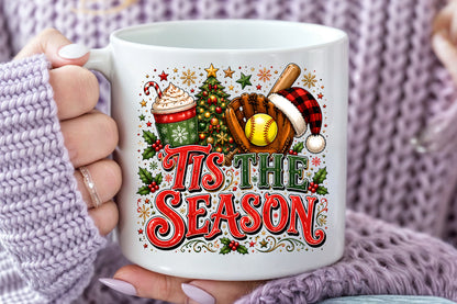 Baseball Softball Tis The Season PNG Halloween Christmas Sublimation Bundle