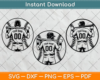 Baseball Player Svg, Personalized Name Svg, Baseball Cutting File, Baseball Player Clipart