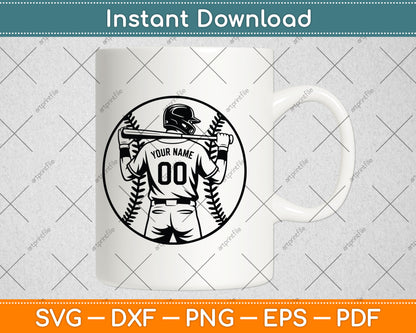 Baseball Player Svg, Personalized Name Svg, Baseball Cutting File, Baseball Player Clipart