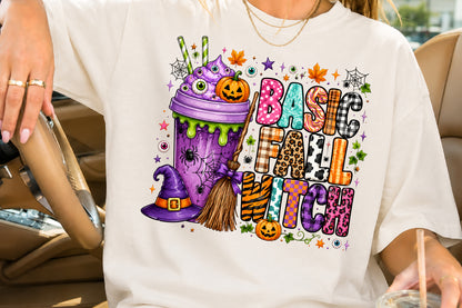 Basic Fall Witch PNG Retro Halloween Witch Pumpkin Sublimation Design