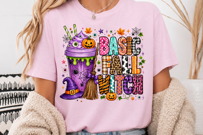 Basic Fall Witch PNG Retro Halloween Witch Pumpkin Sublimation Design