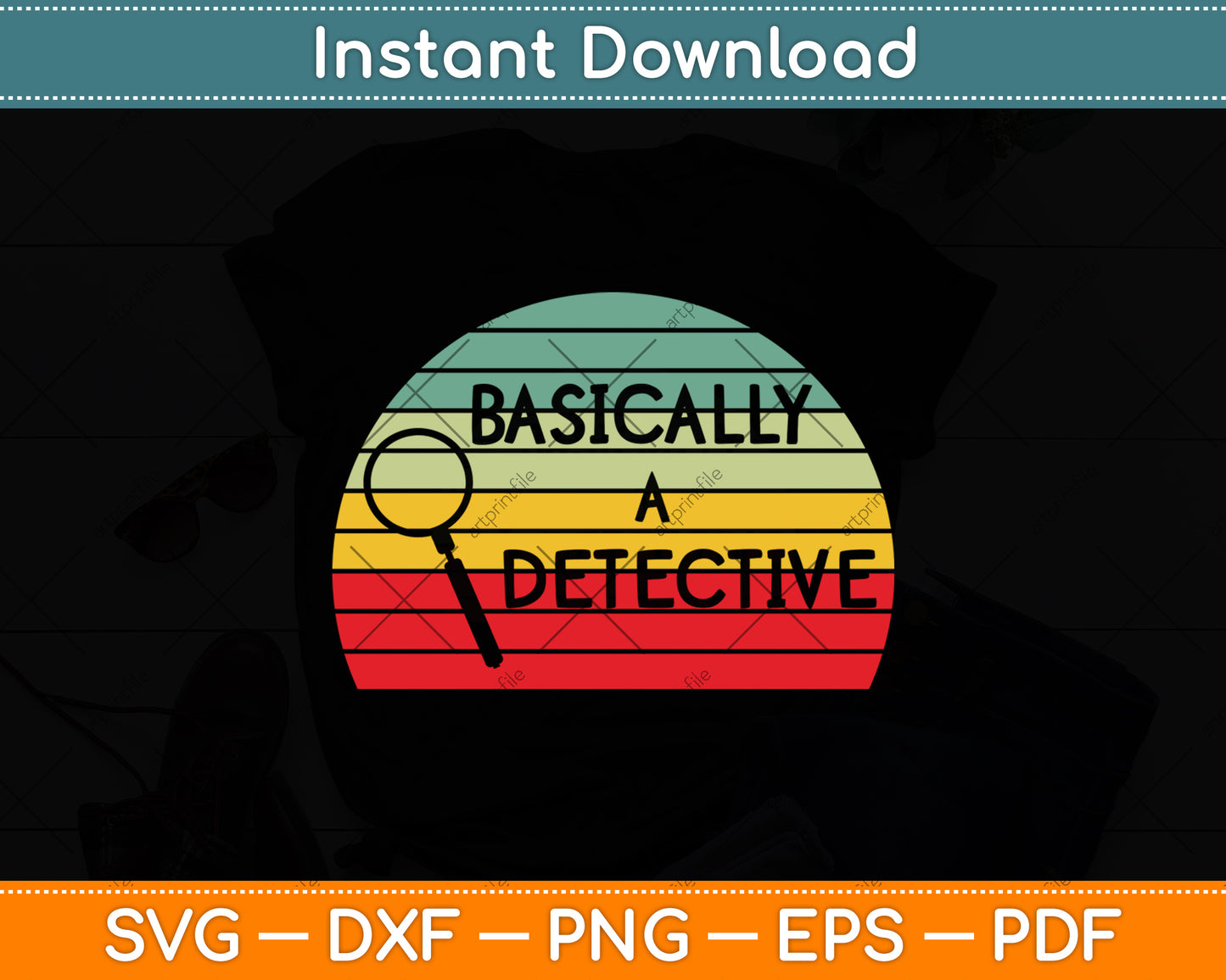 Basically A Detective Vintage Retro Svg Digital Cutting File