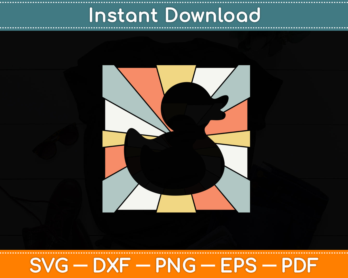 Bath Duckie Vintage Duck Duckling Retro Rubber Duck Svg Png Dxf Digital Cutting File
