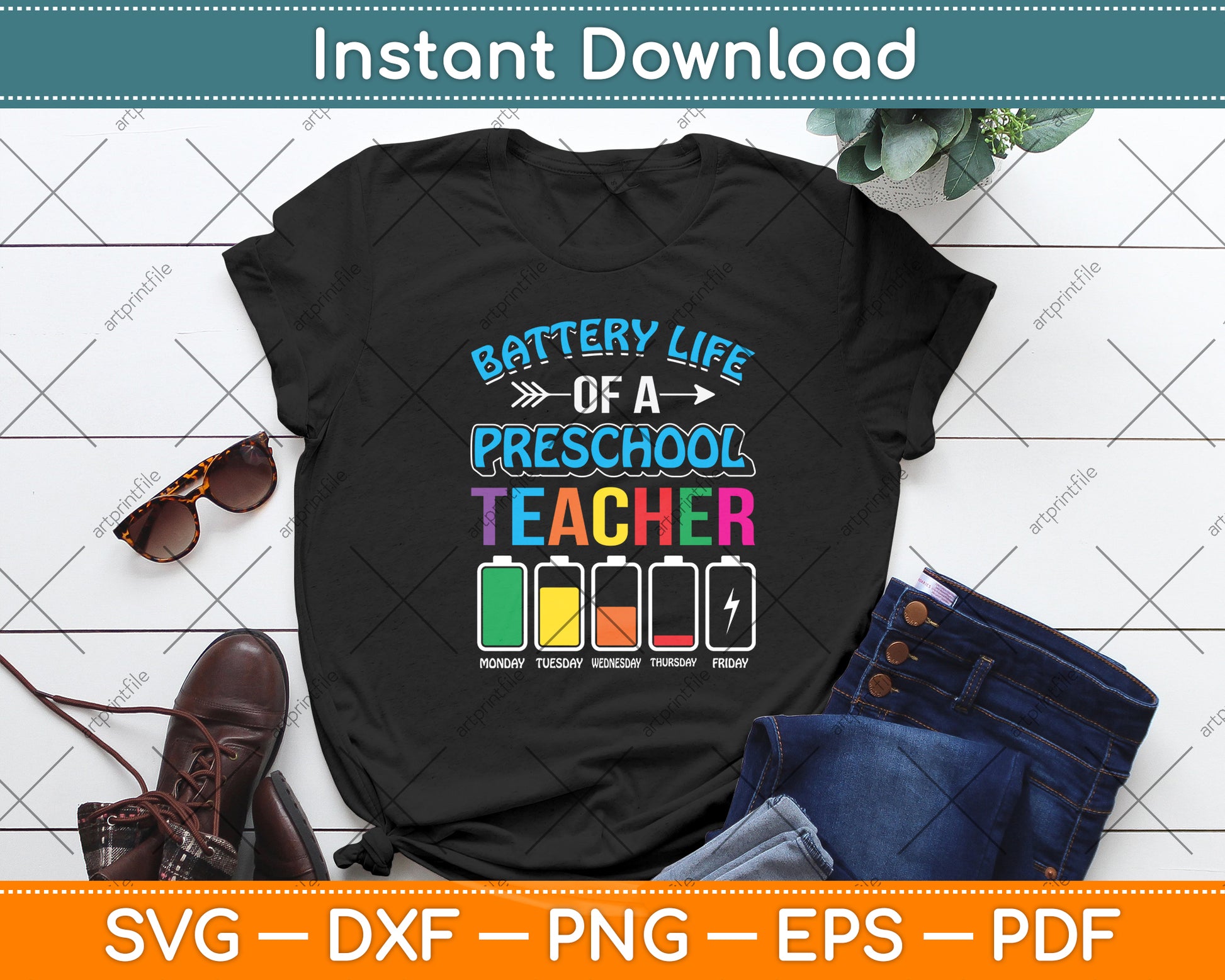 Battery Life Of A Preschool Teacher Svg Digital Cutting File
