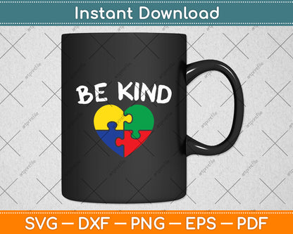 Be Kind Autism Puzzle Piece Svg Digital Cutting File