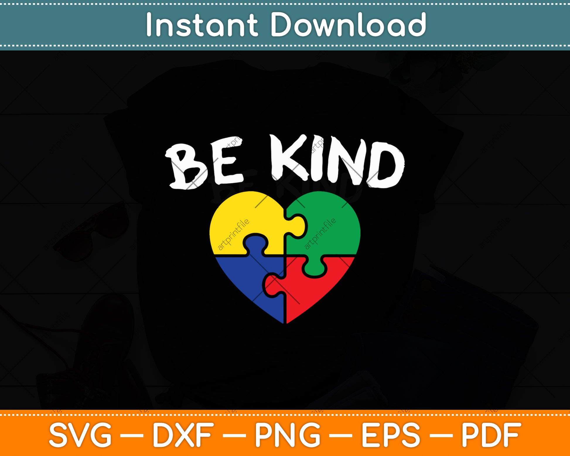 Be Kind Autism Puzzle Piece Svg Digital Cutting File
