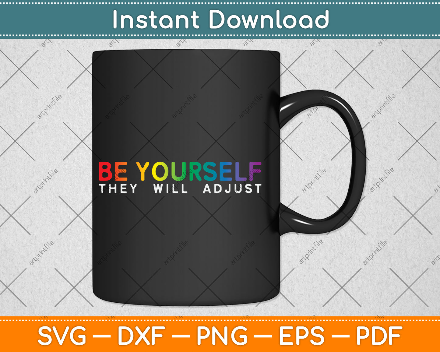 Be Yourself They Will Be Rainbow Flag Gay Pride Ally LGBTQ Svg Digital Cutting File