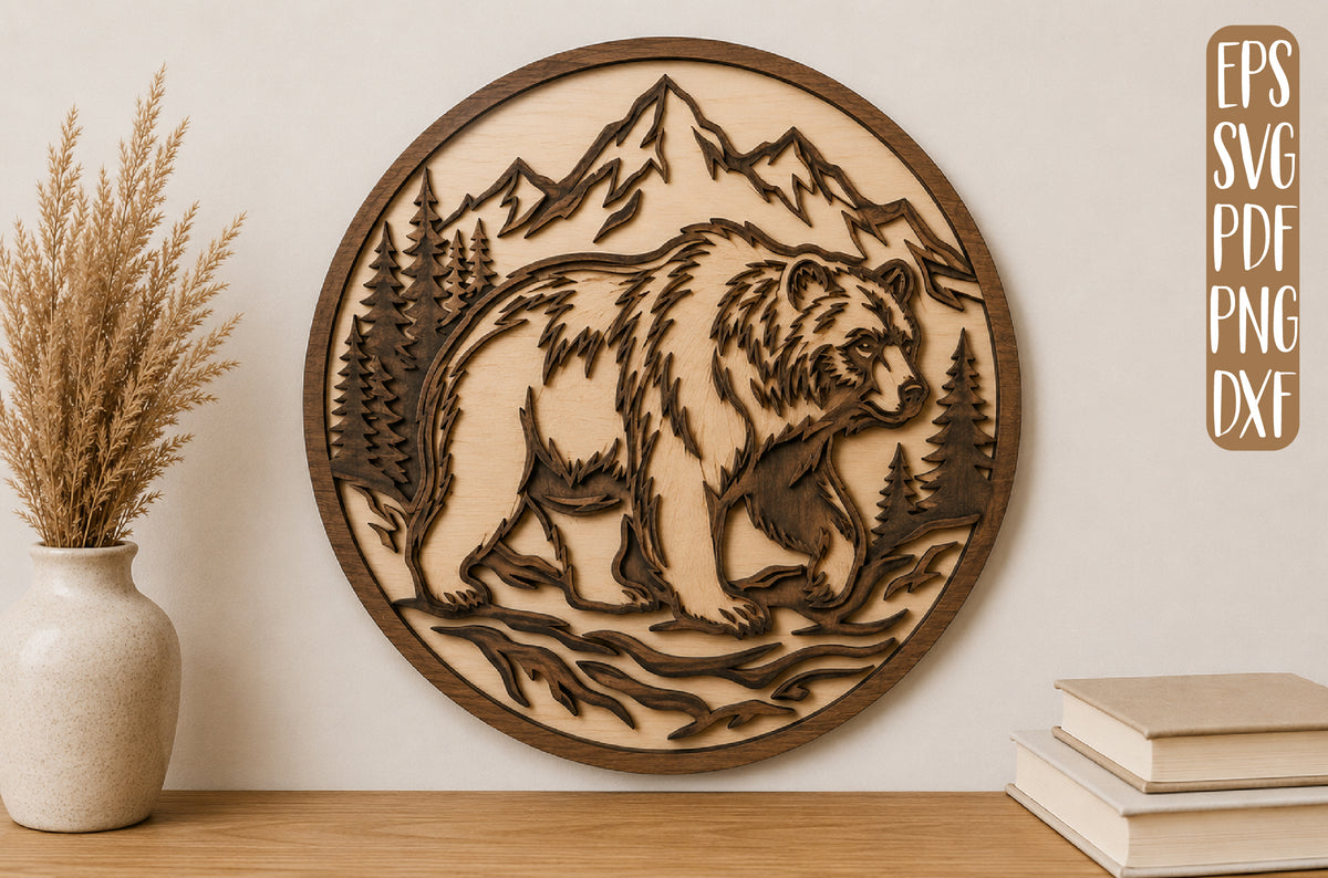 Bear Mountain Layered Laser Cut SVG