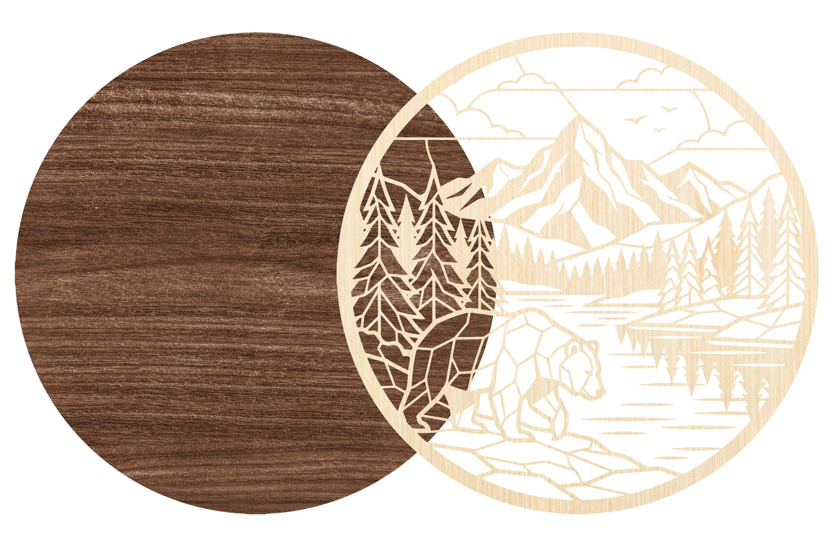 Bear Mountain Round Laser Cut SVG