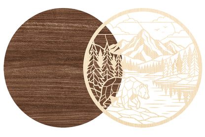 Bear Mountain Round Laser Cut SVG