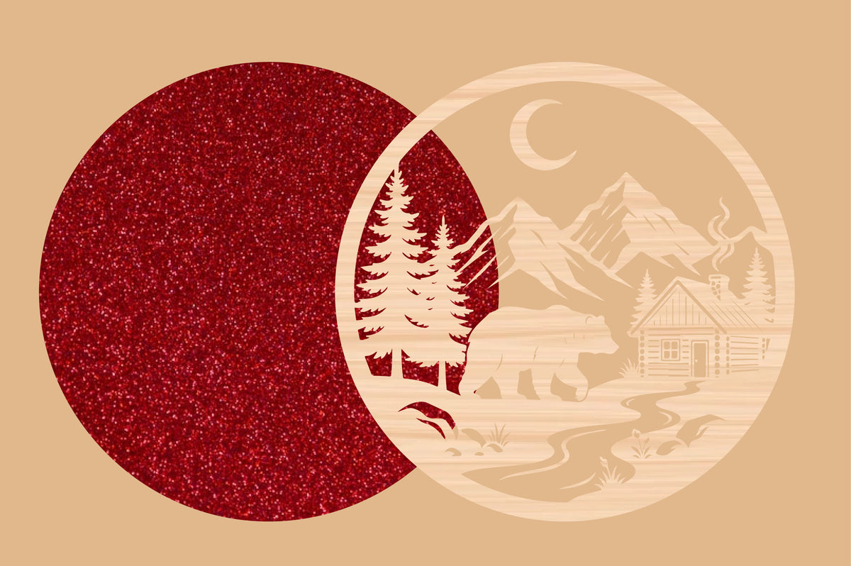 Bear Wilderness Round Laser Cut SVG