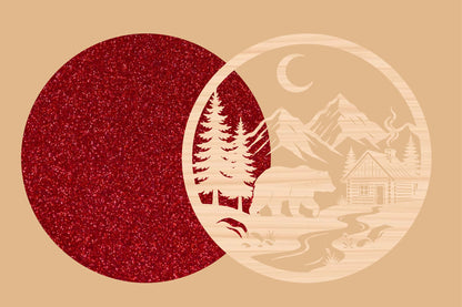 Bear Wilderness Round Laser Cut SVG