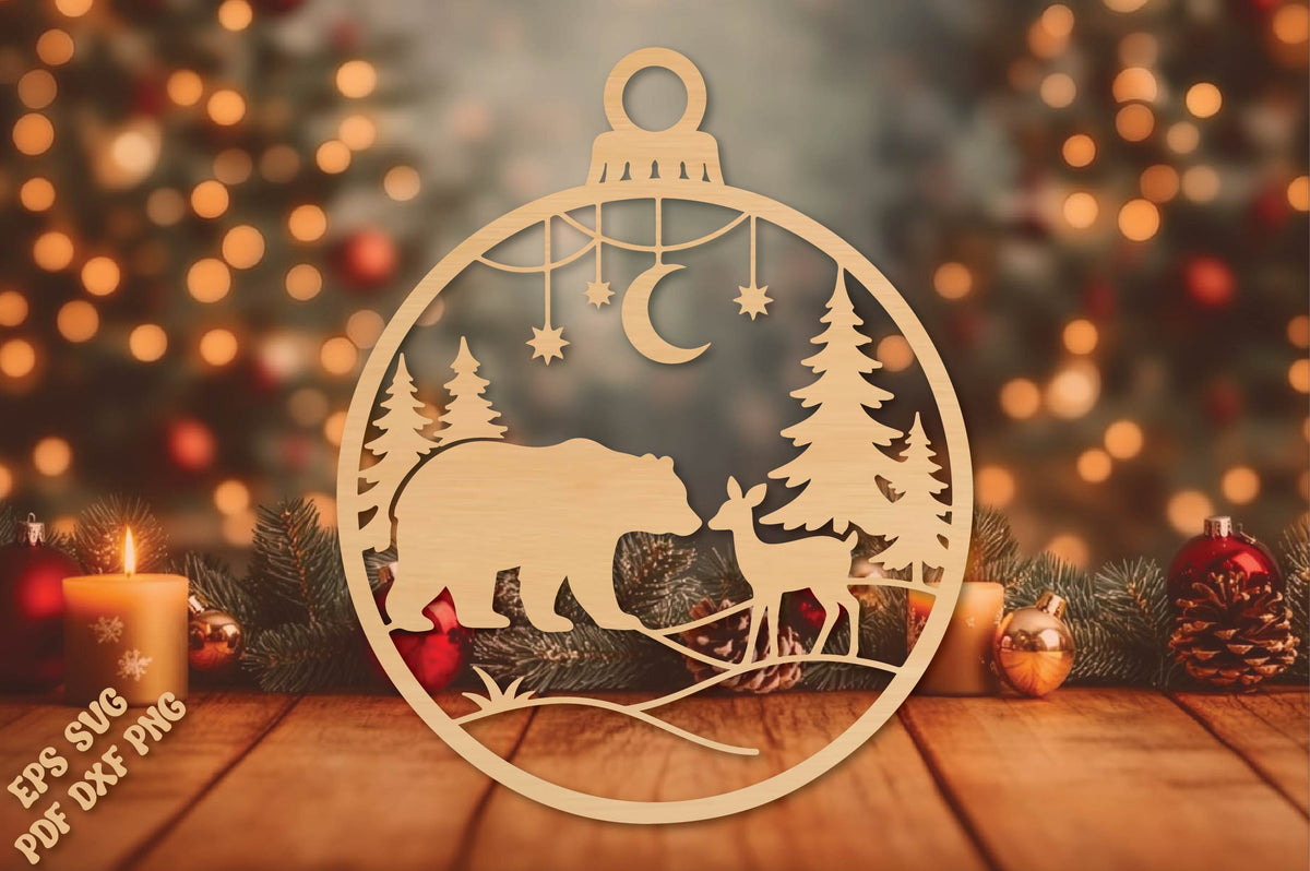 Bear and Deer Christmas Ornament SVG