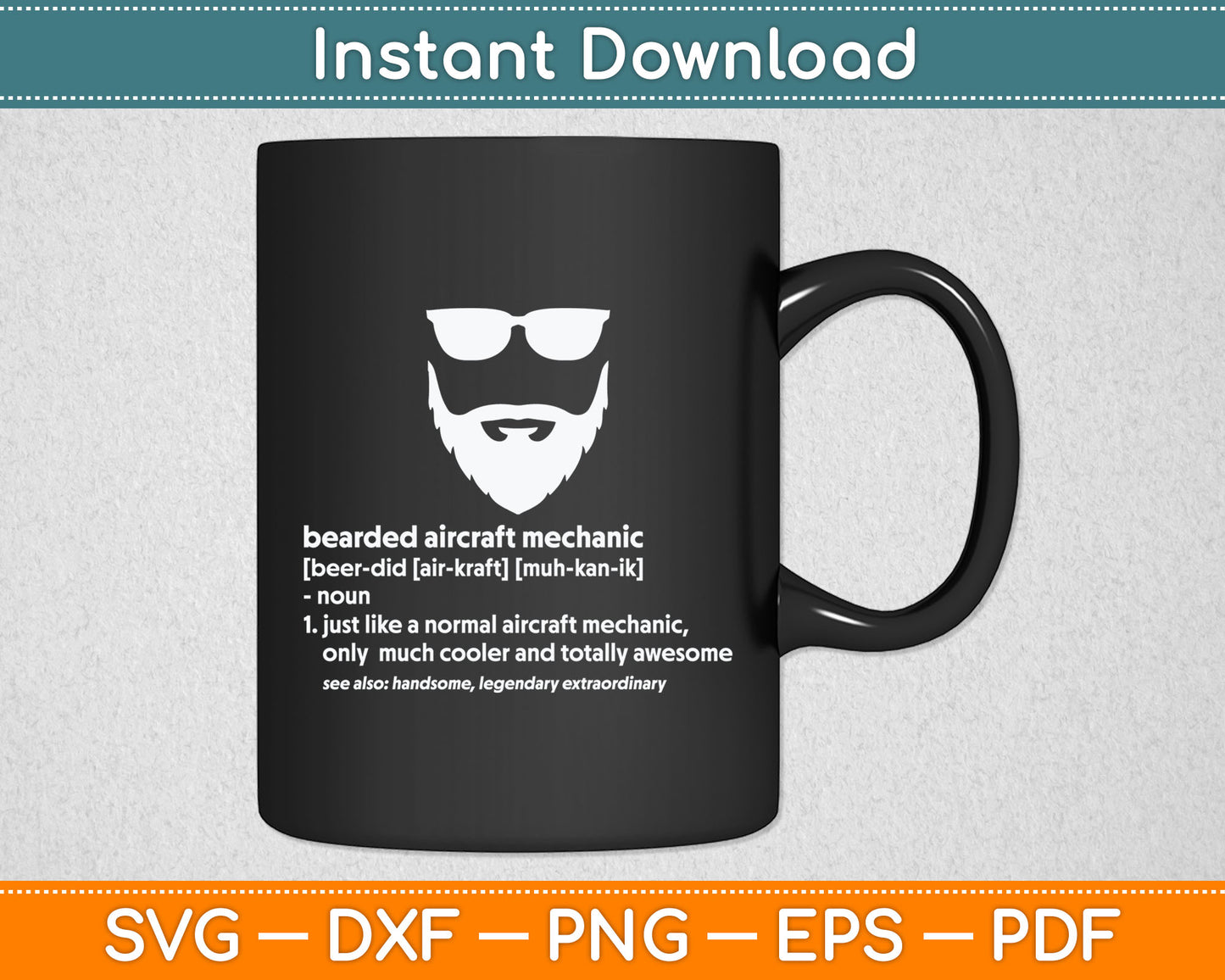 Bearded Aircraft Mechanic Funny Airplane Mechanic Svg Digital Cutting File