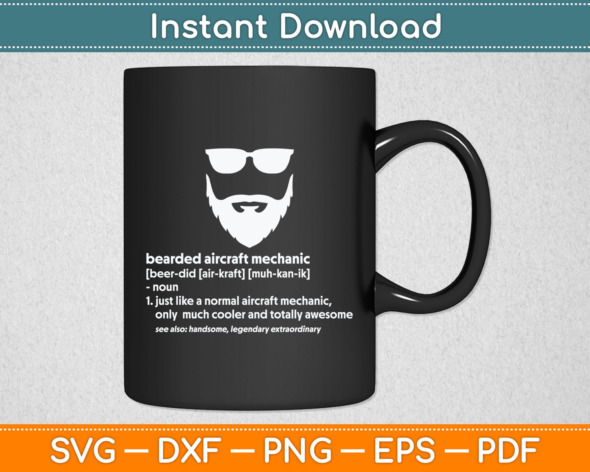 Bearded Aircraft Mechanic Funny Airplane Mechanic Svg Digital Cutting File