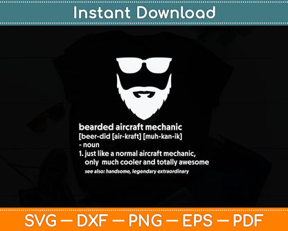 Bearded Aircraft Mechanic Funny Airplane Mechanic Svg Digital Cutting File