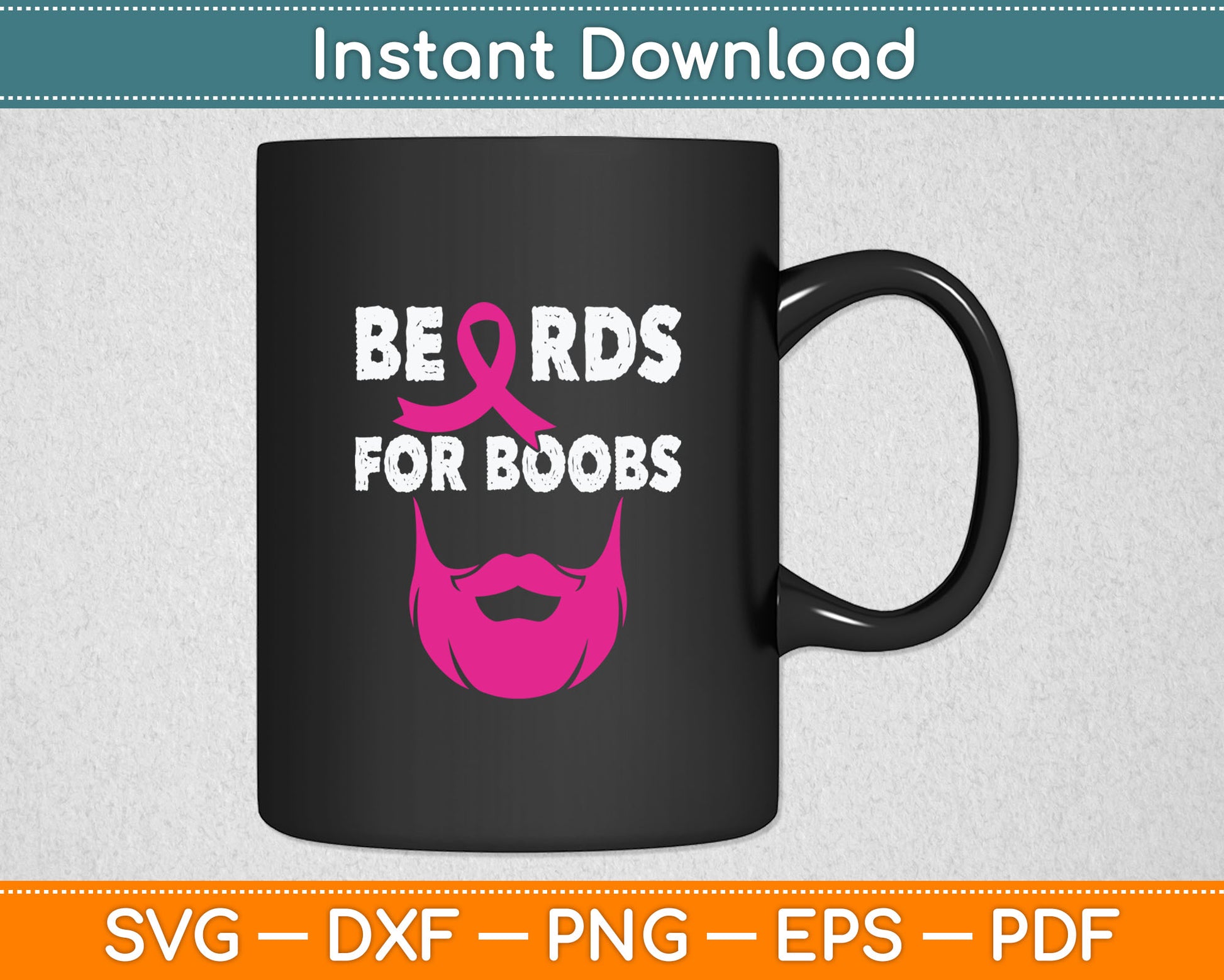 Beards For Boobs Breast Cancer Awareness Svg Digital Cutting File