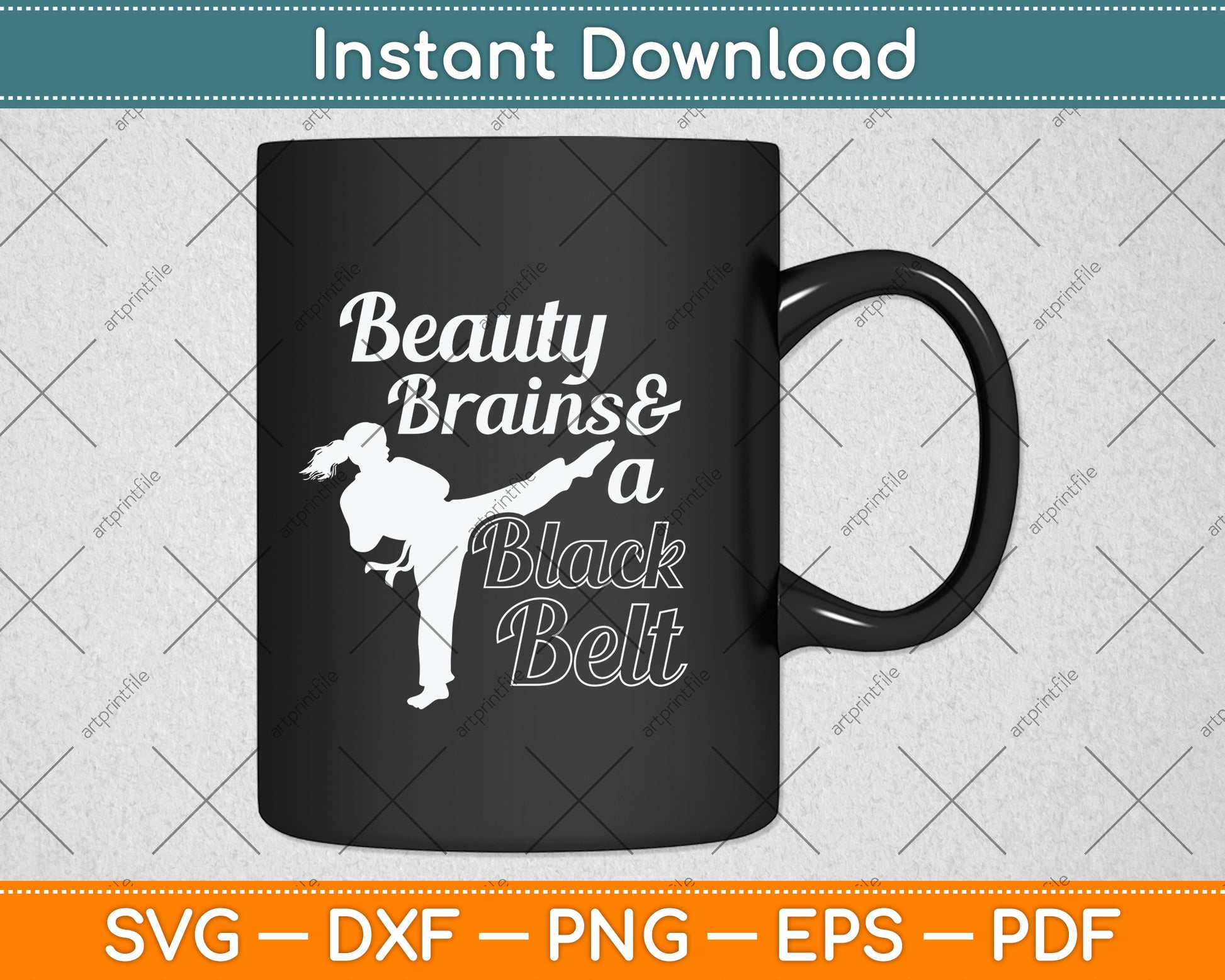 Beauty Brains And A Black Belt Svg Png Dxf Digital Cutting File