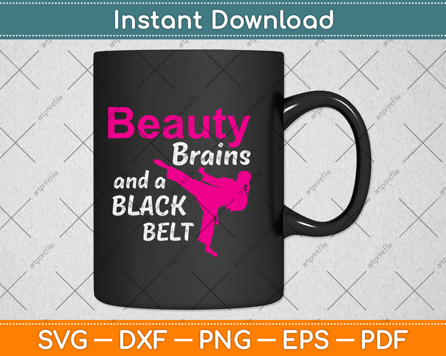 Beauty Brains & A Black Belt Svg Png Dxf Digital Cutting File