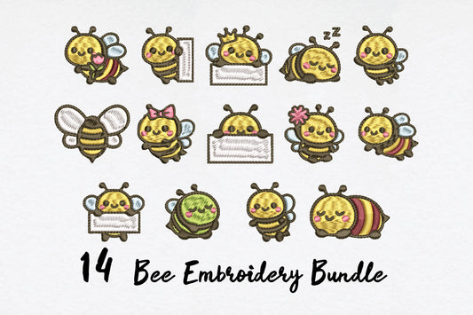 14 Bee Embroidery Bundle