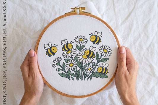 Bee Embroidery Design – Cute Honey Bee Machine Embroidery Pattern, Beautiful Insect & Nature Embroidery Design