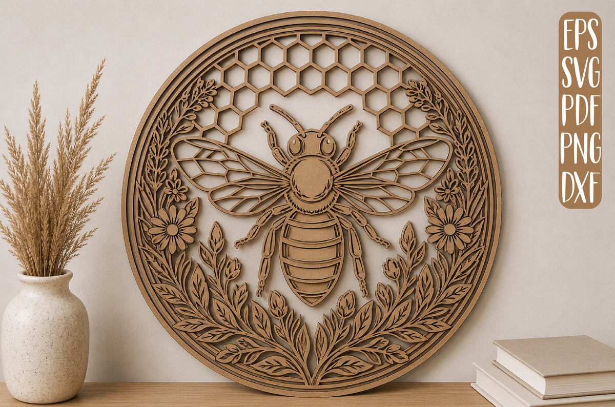 Bee Honeycomb Layered Laser Cut SVG