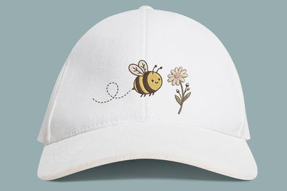 Bee and Flower Embroidery Design – Cute Bee & Floral Machine Embroidery Pattern, Beautiful Nature Embroidery Design