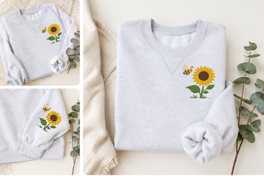 Bee and Sunflower Embroidery Design