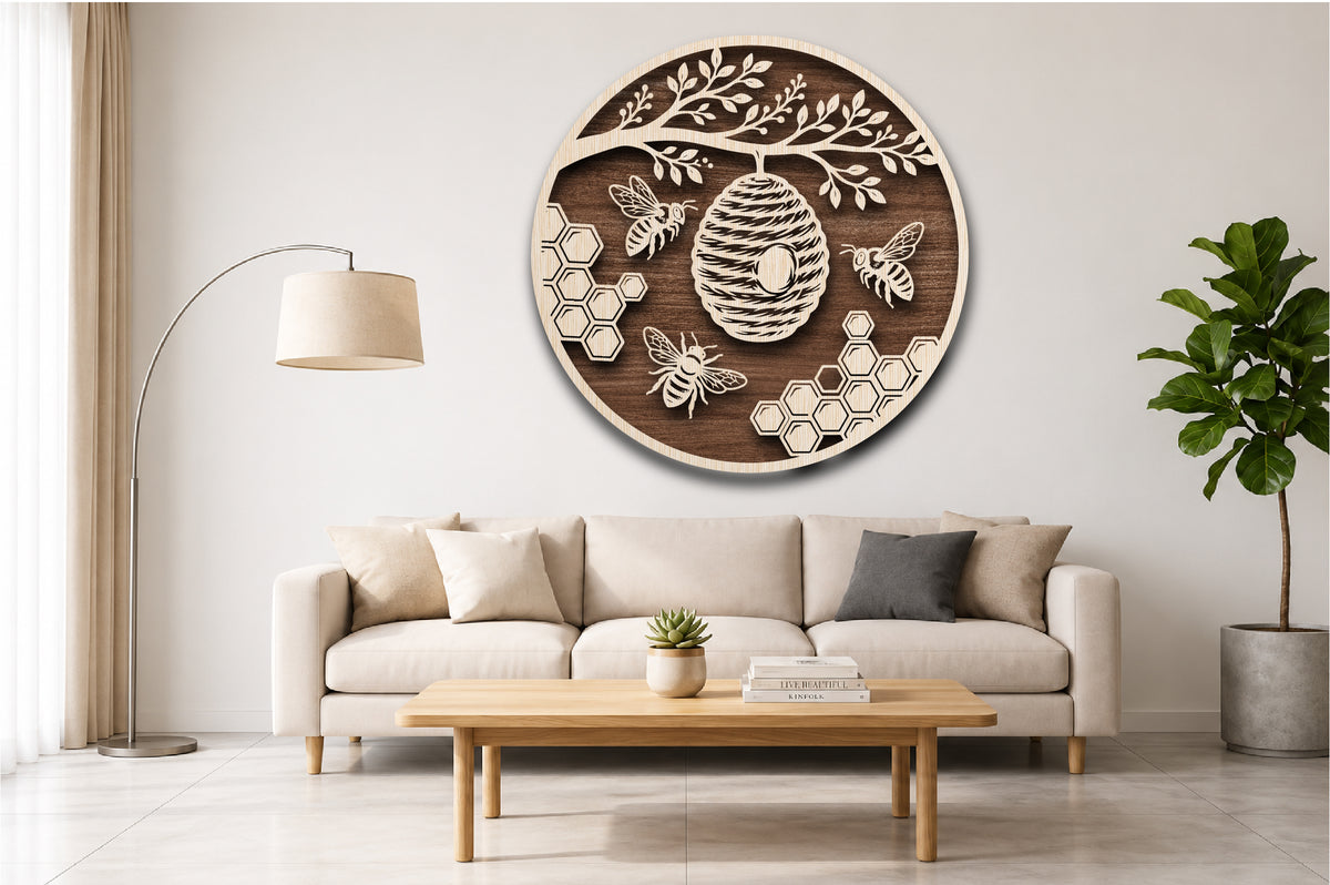 Beehive Honey Bee Laser Cut SVG